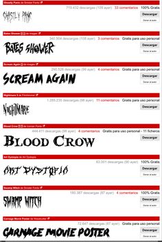 some type of font that is red and black with white letters on it, including the words blood crow