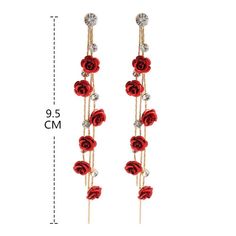 New Exquisite Women's Fashion S925 Silver Needle Zircon Rose Flower Long Tassel Earrings Jewelry Gift