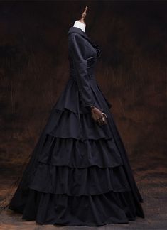 Black Gothic Victorian Steampunk Dress Vintage Renaissance Reenactment Halloween Costume     Condition: Brand New   Color:  As Picture   Material: Satins And Lace   Silhouette: Ball Gown   Sleeve Length: Full Sleeve   Dresses Length:Floor-Length   Neckline: Turndown-Collar   Decoration: Ruffles   Style: Vintage     Includes: Dress Full Sleeve Dresses, Gothic Victorian Dresses, Dresses Halloween, Full Sleeves Dress, Victorian Dresses, Halloween Party Dress, Black Ball Gown, Steampunk Dress, Costume Noir