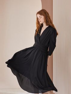 Composition : POLYESTER 100%Color : BLACK_SMCountry of Origin : Republic of Korea Chiffon Dress, Wrap Style, Jumpsuit Dress, Dress Outfits, Black Dress, Chiffon, Composition, Jumpsuit, The Originals