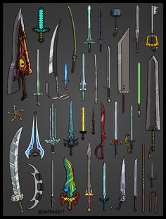 a bunch of different types of swords