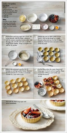 the instructions for making mini pies are shown