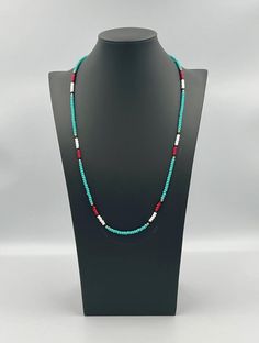 This handcrafted necklace contains high grade, smooth, round Genuine Czech Precoisa glass seed beads and 925 sterling silver beads finished with choice of nylon thread or beading wire. The necklace is made to order with multiple lengths. Each bead in this necklace is hand selected, then strung on professional quality nylon bead thread to ensure the best quality. HANDMADE with love, care, and attention to detail by me at my studio in Albuquerque, New Mexico. My studio is smoke-free, and all jewelry is stored in a climate-controlled environment to reduce allergens and tarnishes of materials. * M A T E R I A L * Main stone : Czech Glass Beads Bead size : 6/0 (3.8mm) Findings : Nylon thread * D I M E N S I O N * Length : Multiple lengths M O R E * F R O M * U S https://JewelsbyJoybiz.etsy.com Tiny Beads Southwestern Jewelry, Southwestern Jewelry With Tiny Heishi Beads, Adjustable Southwestern Beaded Necklace With Round Beads, Southwestern Beaded Turquoise Necklace With Heishi Beads, Southwestern Beaded Turquoise Heishi Beads Necklace, Tiny Southwestern Beads For Jewelry Making, Tiny Southwestern Style Beads For Jewelry Making, Southwestern Style Polished Beads Necklace For Gift, Southwestern Style Polished Bead Necklace For Gifts