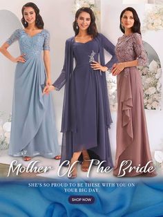 mother of the bride dresses are available in different colors and styles, including blue or pink