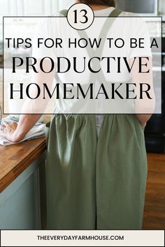 a woman standing in front of a counter top with the words tips for how to be a