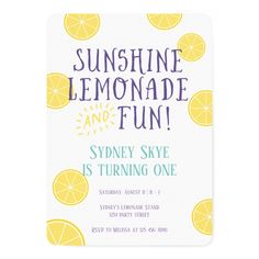 a lemonade and fun birthday party card