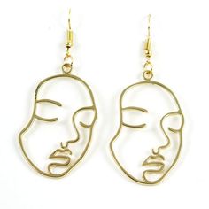 Face Outline Drop Earrings Boogzel Apparel, Face Outline, Early 2000s Fashion, Long Tassel Earrings, Heart Choker, Chain Choker, Stylish Accessories, Cute Jewelry, Earring Gifts