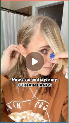 Trim Curtain Bangs, Blended Bangs, Bangs Vs No Bangs, Curtain Bangs Styling, Bangs Medium Length Hair, Cut Bangs Tutorial, Hairstyle Wavy Hair, Cut Side Bangs, Bangs Styling