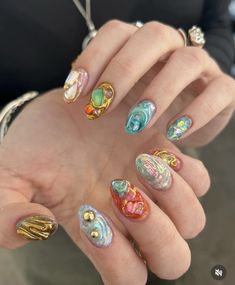 Funky Beach Nails, Sun Nails, Asian Nails, Nail Polish Art, Pretty Gel Nails, Kawaii Nails, Manicure Y Pedicure