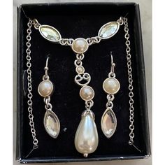 Bridal Prom Necklace Earrings Set Faux Pearl And Crystals Chain - 18" Earrings 1 3/8" In Height The Box Is Missing The Lid. Condition: New Prom Necklace, Prom Necklaces, Jewelry Bridal, Crystal Chain, Necklace Earring Set, Necklace Earrings, Earrings Set, The Box, Womens Jewelry Necklace