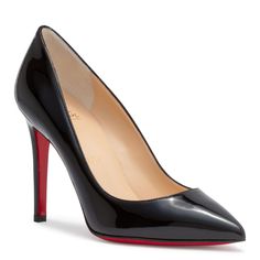 Black patent leather pump with a pointed toe from Christian Louboutin. The Pigalle pump has a heel that measures approximately 100 mm. Black Patent Pumps, Christian Louboutin Pigalle, Luxury Designer Shoes, Black Patent Leather Pumps, Red Louboutin, Shopping Event, Red Sole, Patent Leather Pumps, Leather Care