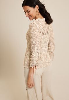 Sweater Material, Beige Sweater, Sweater Sleeves, Sleeve Sweater, Colorful Sweaters, Pullover Styling, Relaxed Fit