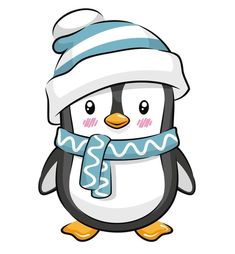 a penguin wearing a winter hat and scarf