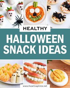 healthy halloween snack ideas with text overlay