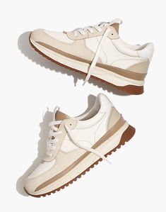 Kickoff Trainer Sneakers in Neutral Colorblock Leather Madewell Sneaker, Colored Sneakers, Beige Sneakers, Womens Training Shoes, Madewell Shoes, Retro Sneakers, Winter Trends, Trainer Sneakers, Best Sneakers