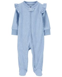 Crafted in snuggly fleece, this 1-piece takes her from playtime to bedtime in no time! Zip-up design makes for quick changes and easy dressing. Chemically treated? No way! Carter's polyester is flame resistant... Phew! Mix Match Outfits, Girls Overalls, Easy Dressing, Toddler Boy Outfits, Kids Outfits Girls, Girls Pajamas, Active Wear Outfits, Shop Clothing