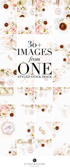 the cover of 30 images from one styled stock image, with pink flowers on it