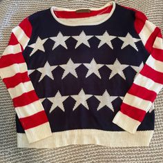 New Without Tags The Classic American Flag Fourth Of July Celebration Light Knit Long Sleeve Sweater. Size Small. Smoke-Free And Pet-Free Home. Same Day Shipping. Red Long Sleeve Tops For 4th Of July, Red Long Sleeve Top For 4th Of July, Red Patriotic Top For Fall, Americana Long Sleeve Sweater For Fall, Patriotic Blue Tops For Fall, Long Sleeve Americana Sweater For Fall, Fall Americana Long Sleeve Sweater, Americana Long Sleeve Tops For 4th Of July, Long Sleeve Americana Tops For 4th Of July