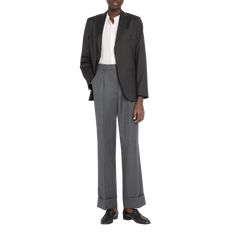 Officine Generale "Willow" herringbone pants in Italian wool  High rise Four-pocket style Pleated front  Straight legs Cuffed hem Concealed hook/zip fly; belt loops  Virgin wool Dry clean Imported Formal Pants With Button Cuffs For Fall, Tailored Pants With Button Cuffs For Fall, Tailored Wide Leg Business Pants With Belt Loops, Tailored Wide Leg Pants With Belt Loops For Fall, Tailored Wide Leg Pants With Belt Loops For Business, Fall Business Casual Pants With Belted Cuffs, Tailored Wide Leg Pants With Belt Loops, Formal Straight Leg Bottoms With Belted Cuffs, Tailored Wool Wide Leg Pants With Belt Loops