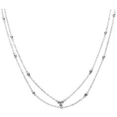 Splendid 14k Solid White Gold Chain Necklace Amazing looking piece! Stamped: 14k Total Diamond Weight is: Approx. 0.30 Carats (G-H / SI1) Chain Length is: 16 inches Total item weight is: 2.9 grams Disclaimer: all weights, measurements and colors are approximate and may vary slightly from the listed dimensions or as seen in the image. All pictures are magnified to show the smallest of details. Please, refer to the item description for actual weight and size evaluation. SKU #587 Formal Double Chain Fine Jewelry Necklace, Formal White Gold Double Chain Necklace, Anniversary White Gold Diamond Necklace With Chain, Dainty Double Chain Necklace For Formal Occasions, Dainty Double Chain Necklace For Formal Events, Dainty Double Chain Necklaces For Formal Occasions, Formal Double Chain Round Jewelry, Formal Round Double Chain Jewelry, Formal Double Chain Jewelry