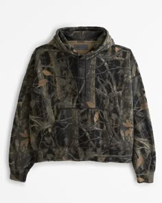 Your new favorite sweatshirt! In a new oversized, cropped fit, this Essential hoodie in our softAF fabric is bound to keep you feeling warm and looking stylish all year. Features exterior drawcords, front pouch pocket and banded hem and cuffs. Abercrombie Camo Hoodie Outfit, Camo Hoodie Outfit, Essential Hoodie, Straight Fit Denim, Camo Hoodie, Wardrobe Update, Men's Tops, Fall Fits, Pretty Clothes