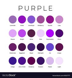 purple color chart with the names and colors