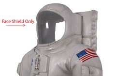 an astronaut's space suit with the american flag on it