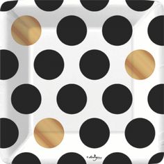 black and gold polka dot paper plates