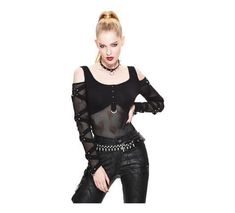 Jezebel Women's top Punk Top, Gothic Shirts, Mesh Tops, Black Mesh Top, Estilo Punk, Womens Fashion Edgy, Style Punk, Mesh Sleeves, Style Noir