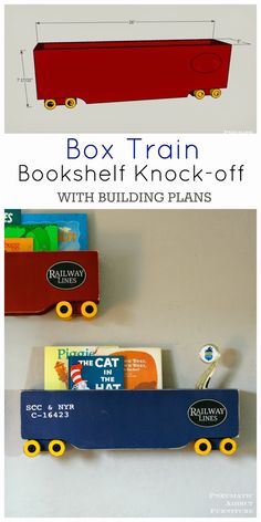 Train Bookshelf, Box Train, Train Nursery, Free Building Plans, Big Boy Bedrooms