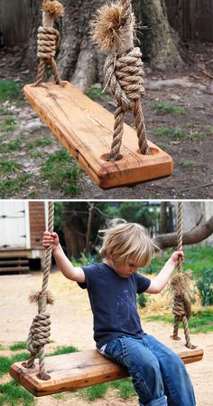 Here's a great way to recycle: re-purpose a pine floor joist from a 19th-century house as the perfect swing for your yard. Handmade in Pennsylvania, the tree swing encourages kids and the young at hear... Find the Repurposed Tree Swing, as seen in the Valentine's Day Gifts for Her Collection at http://dotandbo.com/collections/valentines-day-gifts-for-her-2016?utm_source=pinterest&utm_medium=organic&db_sku=PGA0003 Tree Swing, Ways To Recycle, Backyard Fun, Farmhouse Chic, Vintage Farmhouse, Shade Garden, Outdoor Play, Outdoor Projects