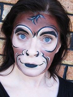 Monkey Face Paint, Monkey Makeup, Seussical Costumes, Animal Face Paintings, Monkey Costumes, Theatre Makeup, Kids Face Paint, Monkey Face, Theatrical Makeup