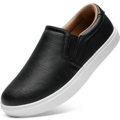 PRICES MAY VARY. [Made of 100% Vegan Faux Leather]: Casual women's loafers with soft fabrics, made of 100% vegan faux leather, environmental and eco-friendly, solid color brings on-trend style to your look [Easy To Slip On]: Elastic band on each side for a snug and comfortable fit with no tying required, let these women's sneakers be easier to slip on and off [Designed Heel Shape]: Ergonomically designed heel part, prevent blisters and bring you all day comfort when walking, shopping or driving Business Casual Sneakers, Business Sneakers, Fall Loafers, Slip On Shoes For Women, Clark Loafers, Women Slip On Sneakers, Steve Madden Flats, Black Slip On Shoes, Women's Slip On Shoes