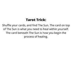 a text message that reads tarot trick shuffle your cards, and find the sun