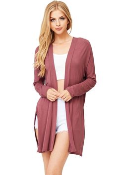 Contemporary Open-Front Cardigan – Pink Ice Marina Laswick, Harem Jumpsuits, Basic Cardigan, Flair Dress, Modal Fabric, Classic Cardigan, Cropped Jumpsuit, Ribbed Knit Top, Spring Fling