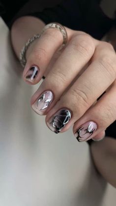 Black Silver Nails, Idol Nails, Silver Nail Designs, Silver Nail Art, Mens Nails, Hippie Nails, Dope Nail Designs, Pretty Gel Nails, Crazy Nails