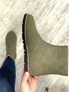 The Tobin Olive Booties Corky's has done it again...the perfect cool weather boot in a stunning olive! These beauties are sure to bring your comfort and style with you wherever you go. Sizes Available: 6, 7, 8, 9, 10 Fox Clothing, Kid Lifestyle, Weather Boots, Cool Weather, Gym Tops, Boy Mom, Cami Tanks, Clothing Co, Graphic Tees Women