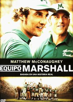 we are marshall dvd cover with two men in green shirts and baseball caps on their heads