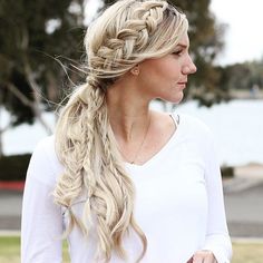 Pony and Dutch Braid Combo Side Ponytail Updo, Side Braid Ponytail, Side Ponytail Hairstyles, Side Ponytails, Side Bun Hairstyles, Side Ponytail, Flower Girl Hairstyles, Braided Hairstyles Updo