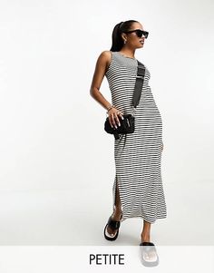 Vero Moda Aware Petite sleeveless maxi dress in mono stripe | ASOS Sleeveless Vertical Stripes Maxi Dress, Casual Sleeveless Maxi Dress With Vertical Stripes, White Sleeveless Dress With Vertical Stripes, Sleeveless White Dress With Vertical Stripes, Winter Party Dress, Active Wear Leggings, Petite Maternity, Sleeveless Maxi Dress, Plus Size Pregnancy