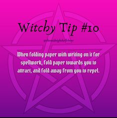 a purple background with an image of a pentagramil and the words witch tip 10