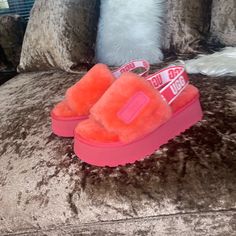 Brand New, Never Worn Ugg Slippers Pink Sandals With Red Sole And Round Toe, Pink Sandals With Red Sole, Pink Sandals With Round Toe, Ugg Shoes Women, Red Nike Shoes, Ugg Dakota Slippers, Ugg Coquette, Ugg Scuffette, Ugg Slippers Women