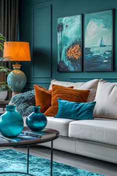 teal living rooms, green living rooms, living room ideas, living room inspiration, Teal And Copper Living Room, Teal Lounge, Teal Living Room Decor, Teal Living Room, Unique Living Room Furniture, Remodeling House, Living Room Decor Tips, Loft Designs, 2024 Living Room