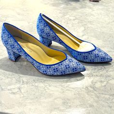 New With Original Box, Handmade In Italy. Azulejos Blue Jacquard Royal Blue Elegant Heels For Spring, Blue Block Heel With Branded Insole, Designer Blue Almond Toe Heels, Elegant Blue Court Shoes With Sculpted Heel, Blue Court Shoes With Sculpted Heel For Formal Events, Formal Blue Court Shoes With Sculpted Heel, Blue Low Heel Court Shoes, Blue Formal Court Shoes With 4-inch Heel, Blue Formal Court Shoes With Deep Heel Cup