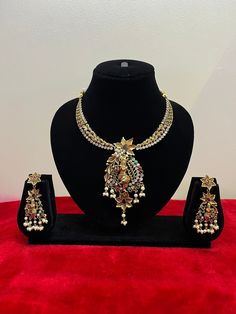 sizes in terms of height and weight are mentioned in grams and inches in the photo Gold Chandbali Necklaces With Peacock Design, Gold Chandbali Necklace With Peacock Design, Gold Necklace With Peacock Design For Navratri, Gold Necklace With Peacock Design, Gold Kundan Peacock Pendant Necklace, Krishna Pendant, Necklace Choker, Gold Polish, Height And Weight