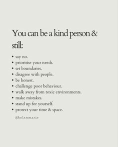 a white poster with the words you can be a kind person and still