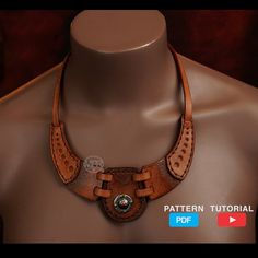 Concho Necklace made with Veg Tanned Leather. NB: This is a DIGITAL PATTERN. No product will be shipped. The leather concho necklace is made from 6oz leather and the only accessories used is the concho. There is a Video Tutorial showing how to make the leather concho necklace. Watch the video here: https://youtu.be/EfXSPSwn8ZI Make this concho necklace for resale, or give away as a birthday or Christmas present. Stain/Age/Stamp this design to add your own creativity to it. This is a downloadable Leather Pendant Necklace Diy, Concho Necklace, Handmade Leather Jewelry, Diy Pendant Necklace, Pendant Necklace Simple, Leather Jewellery, Necklace Leather, Simple Leather, Necklace Patterns