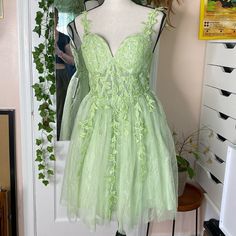 Never Worn Handmade Formal Fairy Dress. Perfect For A Tinkerbell Costume! Tinkerbell Costume, Handmade Fairy, Fairy Dress, Colorful Dresses, Prom Dresses, Size 4, Prom, Womens Dresses, Green