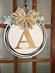 Shiplap Monogram Letter Circle Circle Door Hanger, Circle Door, Monogram Door Hanger, Painted Letters, Paint Stain, Clear Coat, Monogram Letters, Door Signs, Birch Plywood