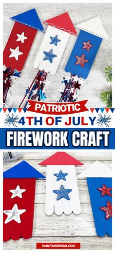 patriotic fourth of july fireworks craft for kids to make with paper straws and glue